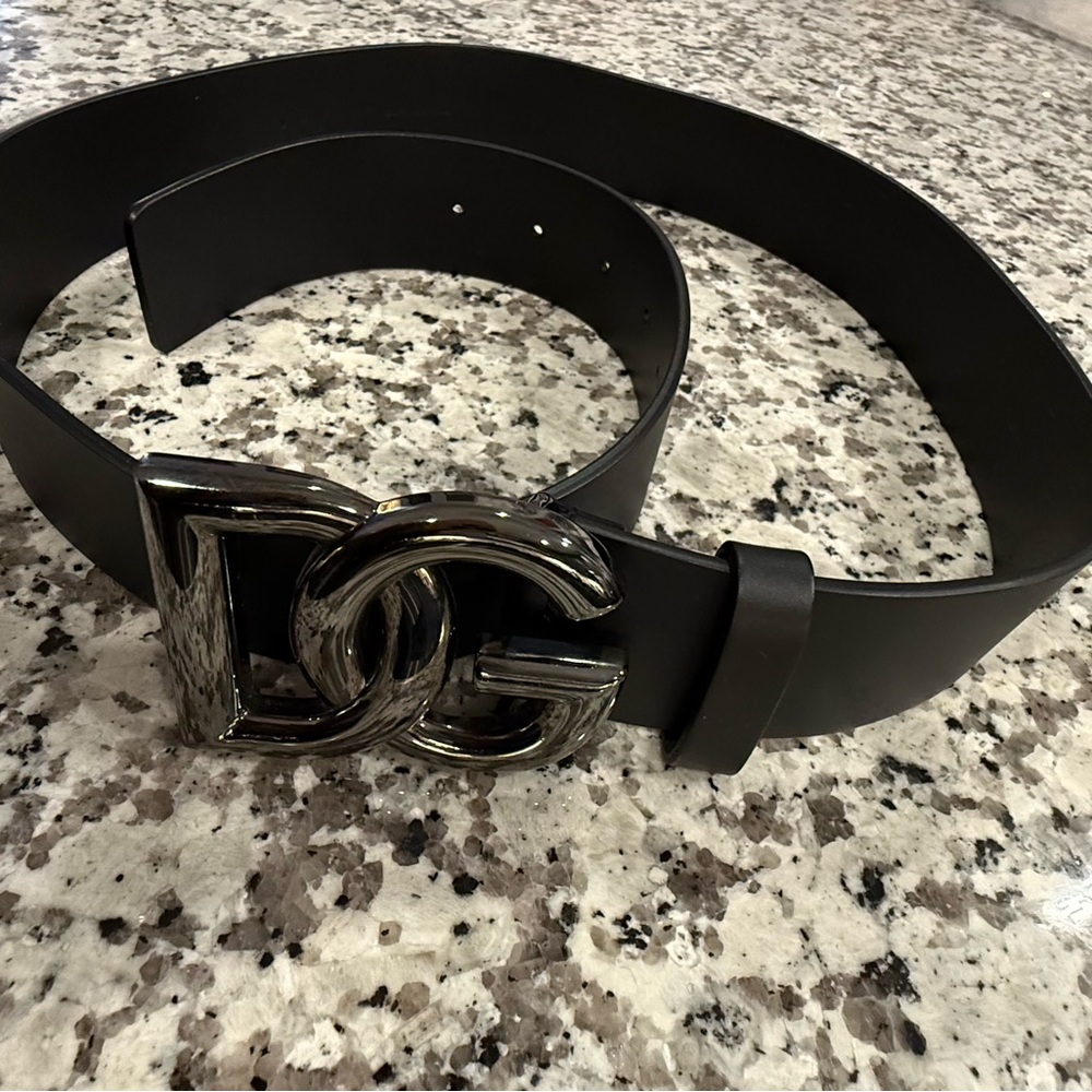 Black Men's Leather Belt with DG Buckle